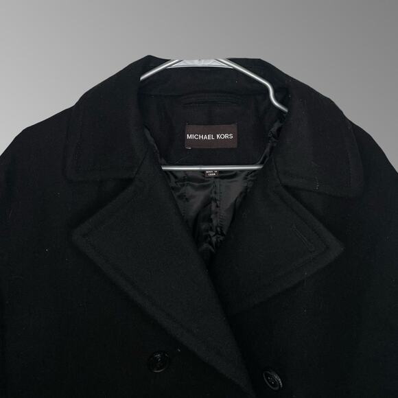 Michael Kors Black Double Breasted Heavy Wool Peacoat Overcoat - Men's Large - Picture 3 of 5